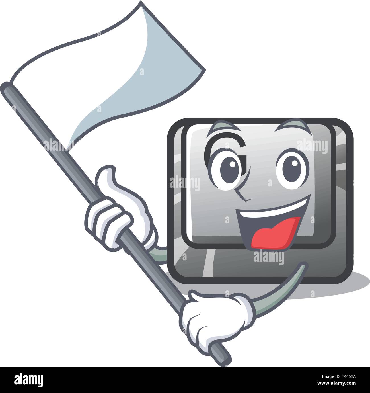 With flag button G installed on mascot computer Stock Vector