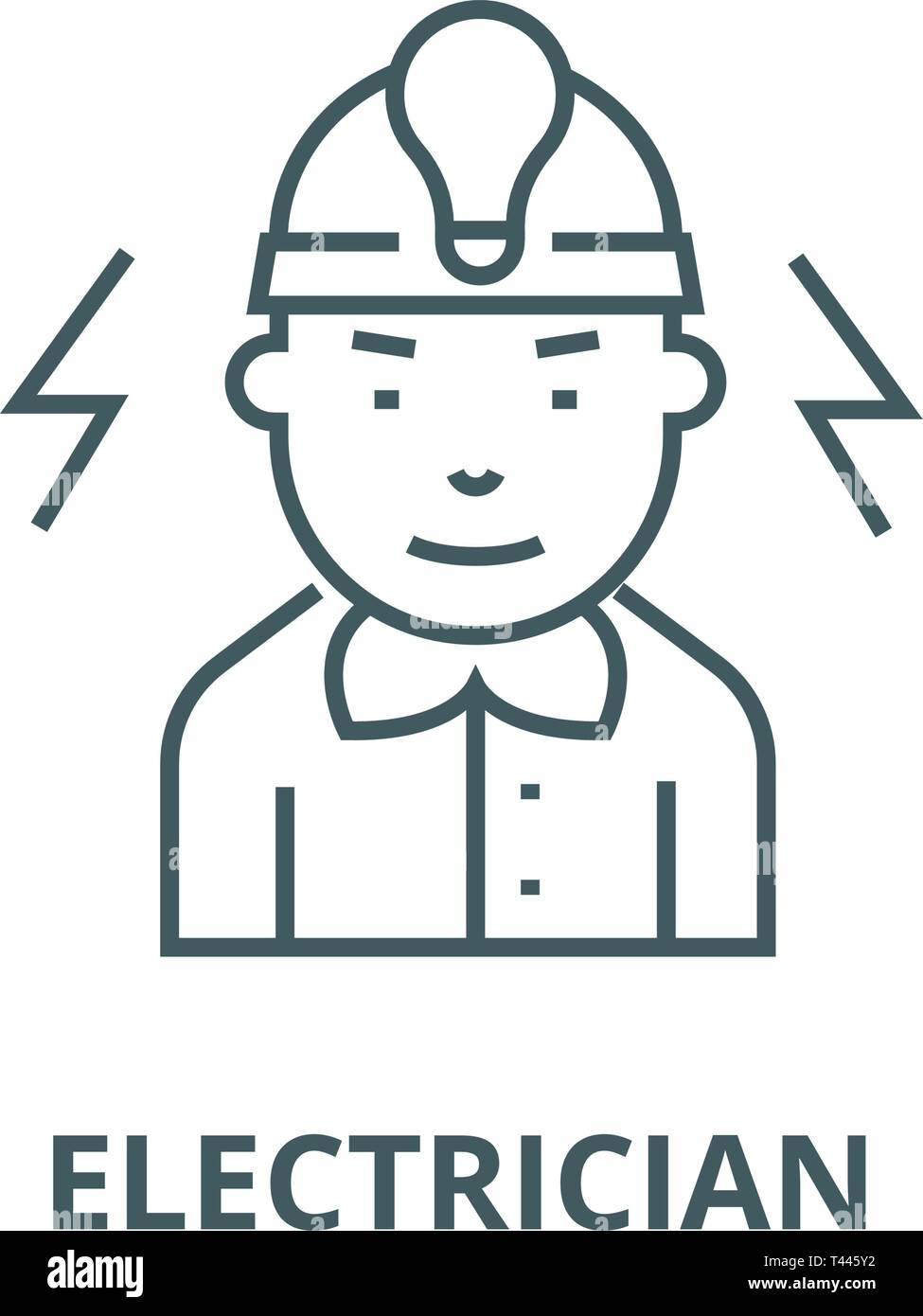 Electrician line icon, vector. Electrician outline sign, concept symbol