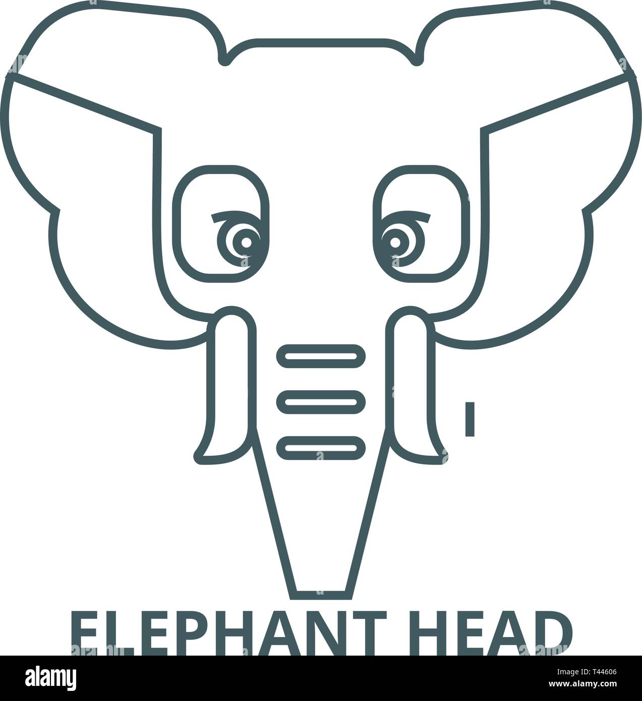 Elephant head line icon, vector. Elephant head outline sign, concept