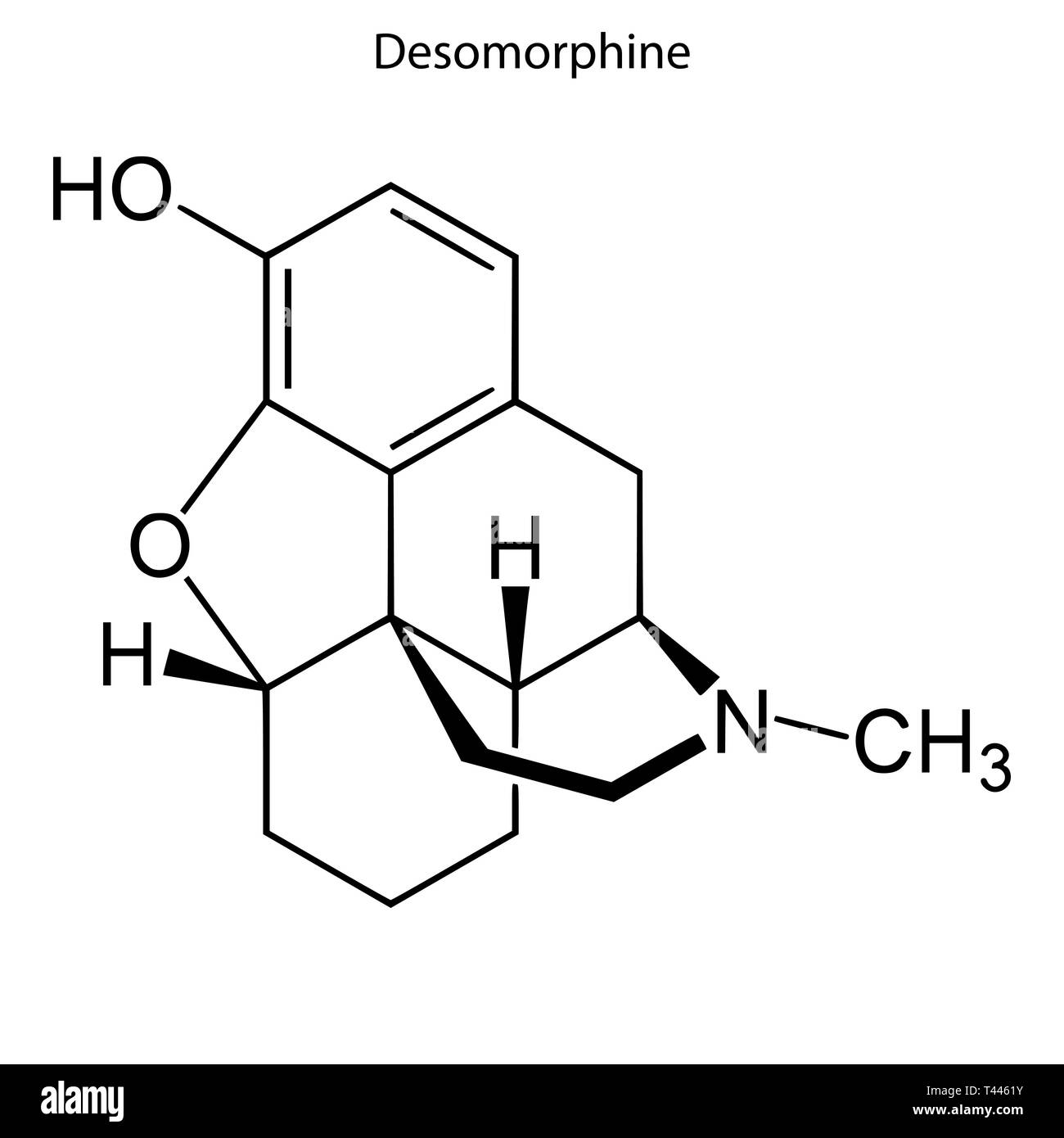 Skeletal formula of Desomorphine. chemical molecule Stock Vector