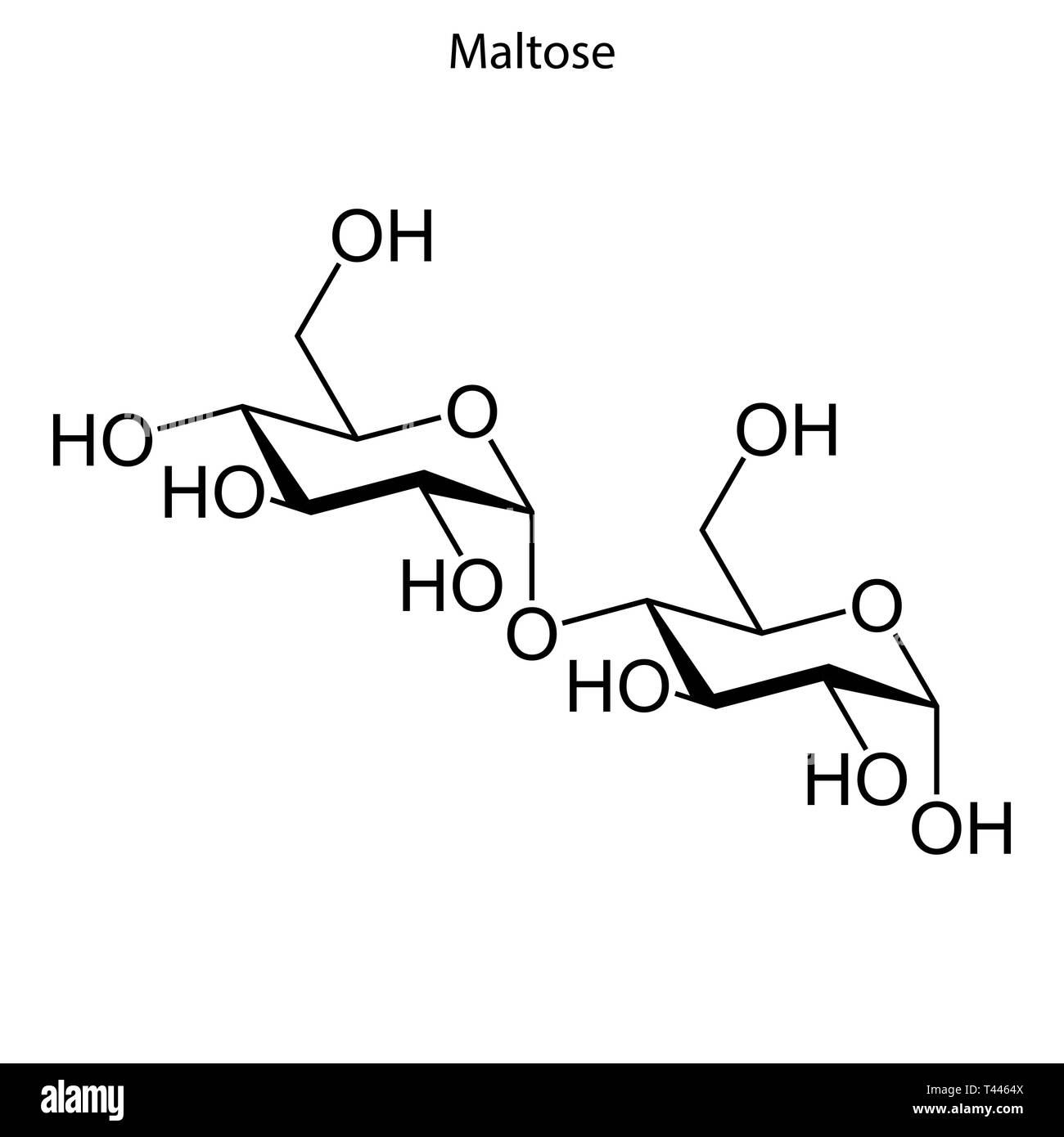 Skeletal formula of maltose. chemical molecule Stock Vector