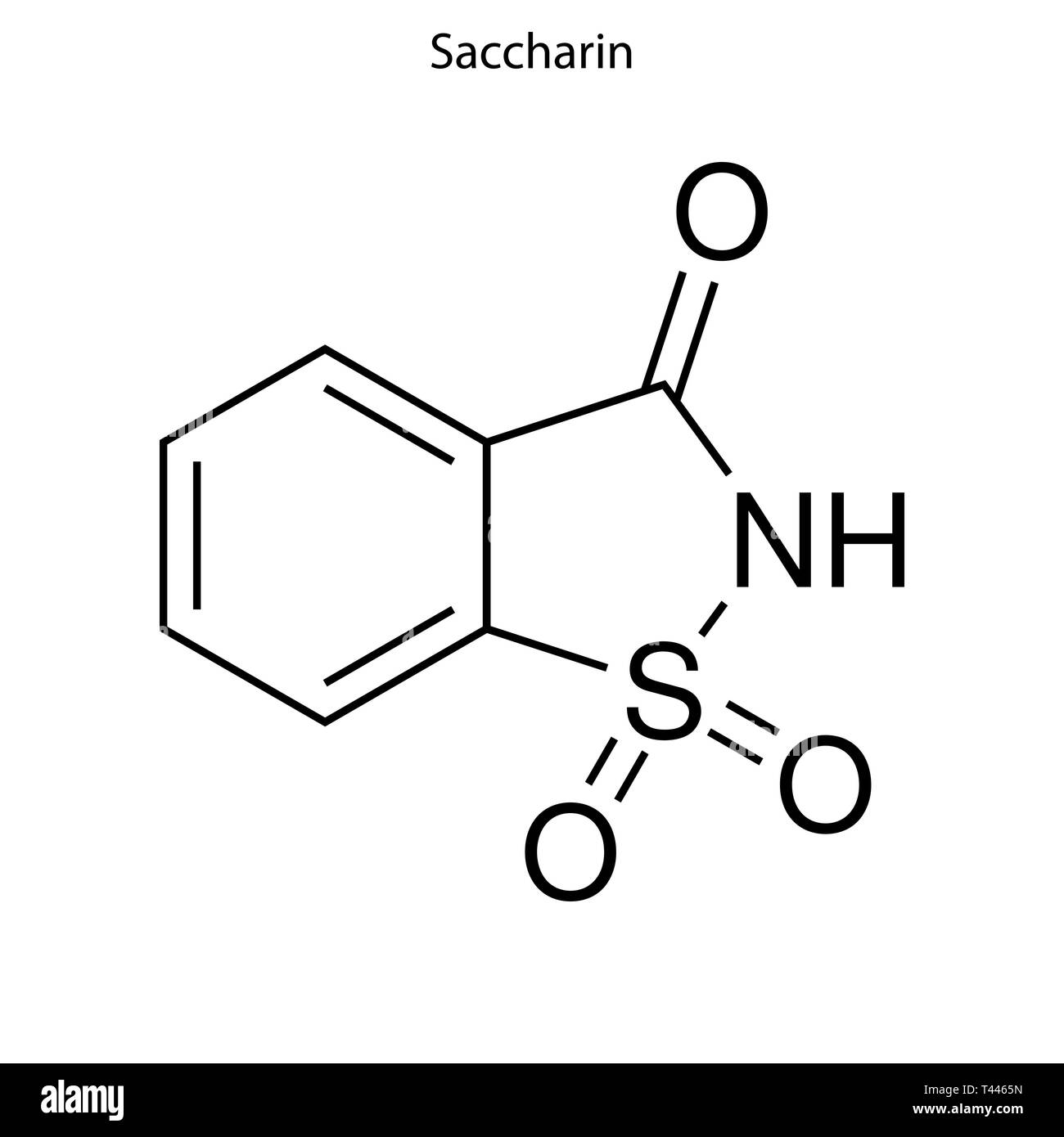 Skeletal formula of Saccharin. chemical molecule Stock Vector