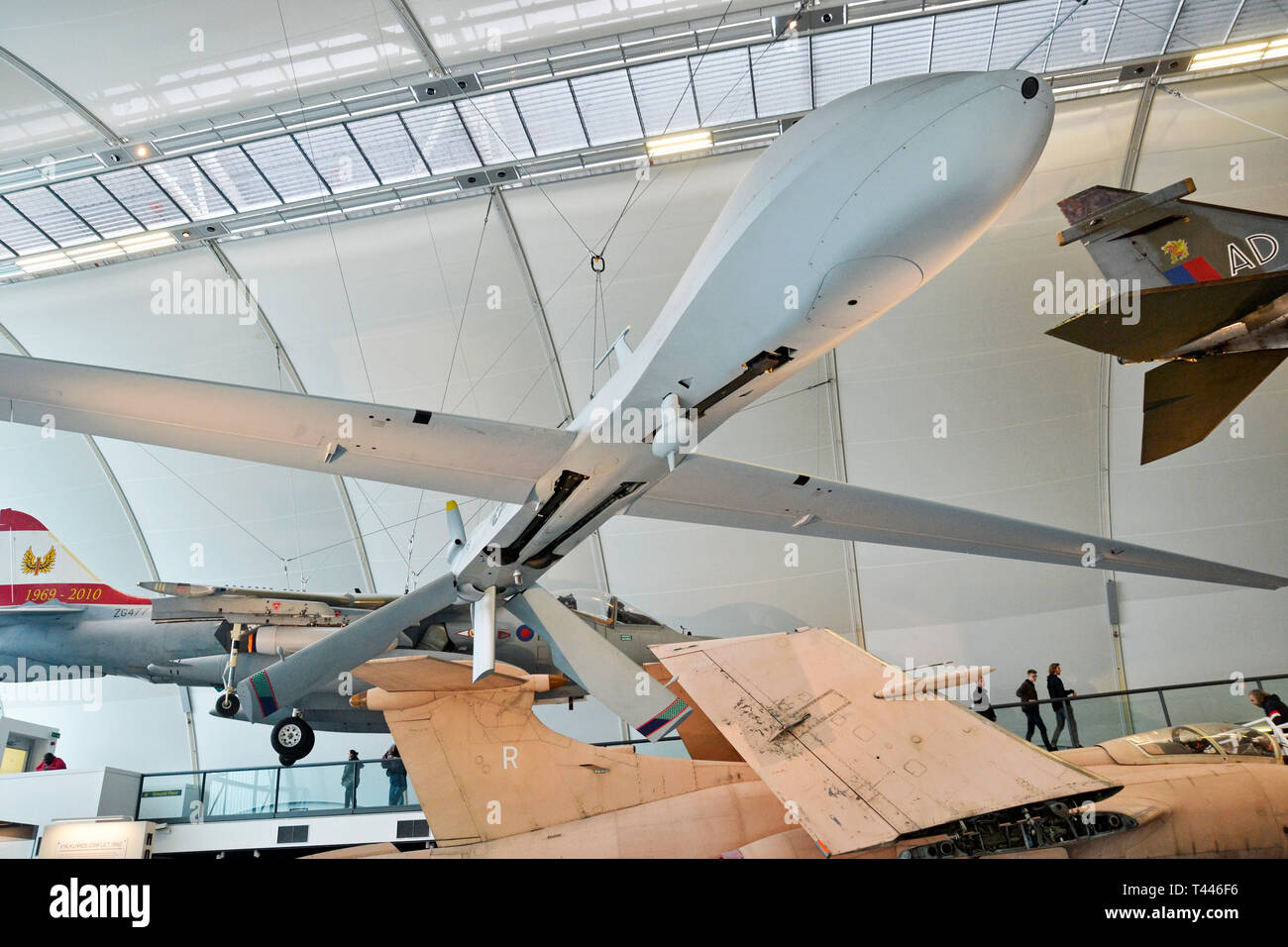 General Atomics MQ-1 Predator. Military drone at the RAF Museum, London, UK. The RAF's first remotely piloted drones. Stock Photo