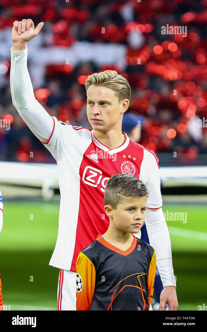 10th of april 2019 Amsterdam, The Netherlands Soccer Champions League Ajax v Juventus   Frenkie de Jong of Ajax Stock Photo