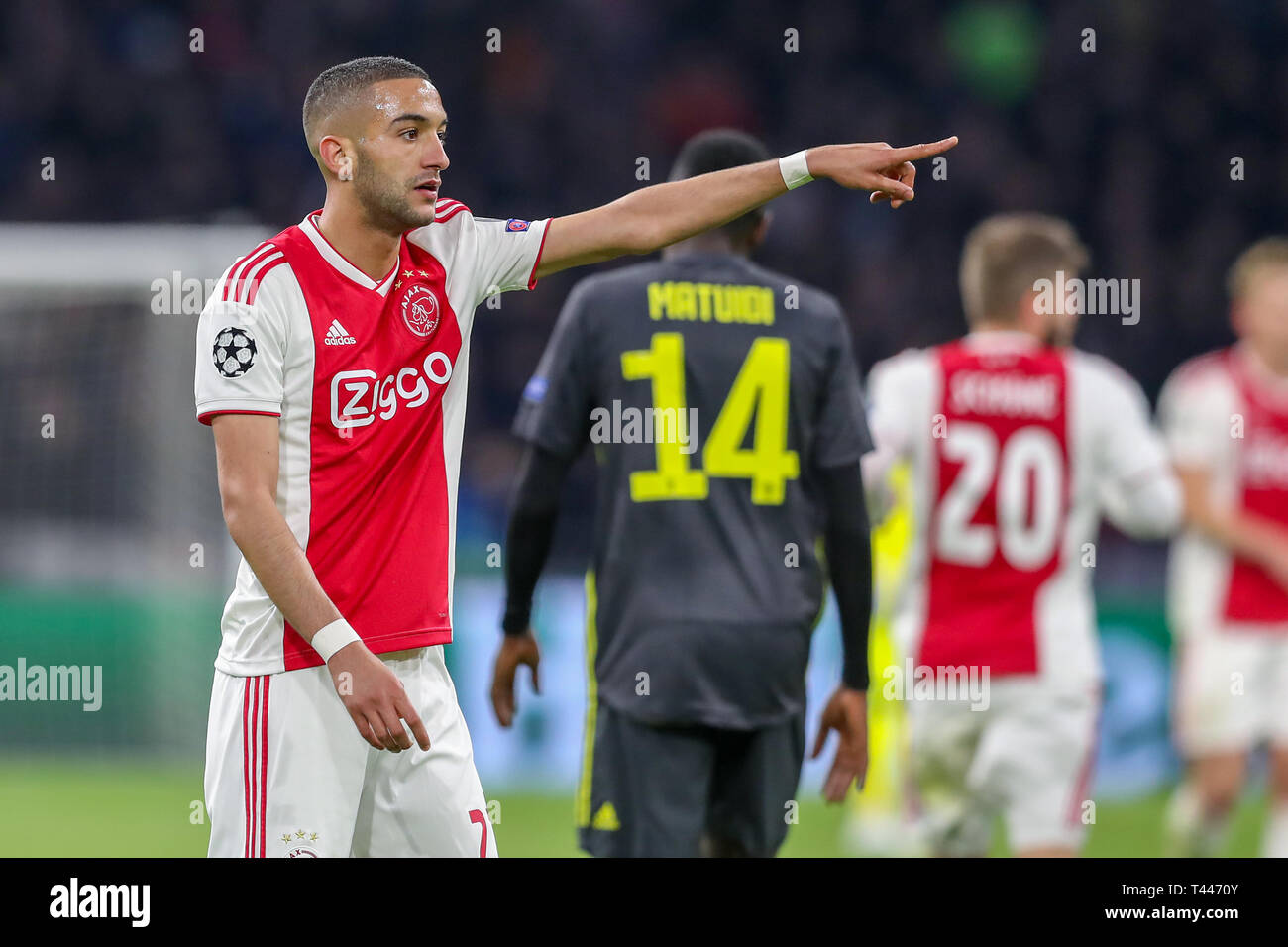 10th of april 2019 Amsterdam, The Netherlands Soccer Champions League Ajax v Juventus   Hakim Ziyech of Ajax Stock Photo