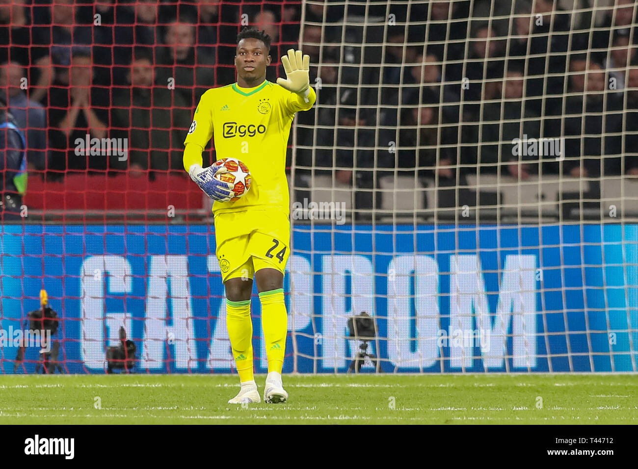 10th of april 2019 Amsterdam, The Netherlands Soccer Champions League Ajax v Juventus   goalkeeper Andre Onana of Ajax Stock Photo