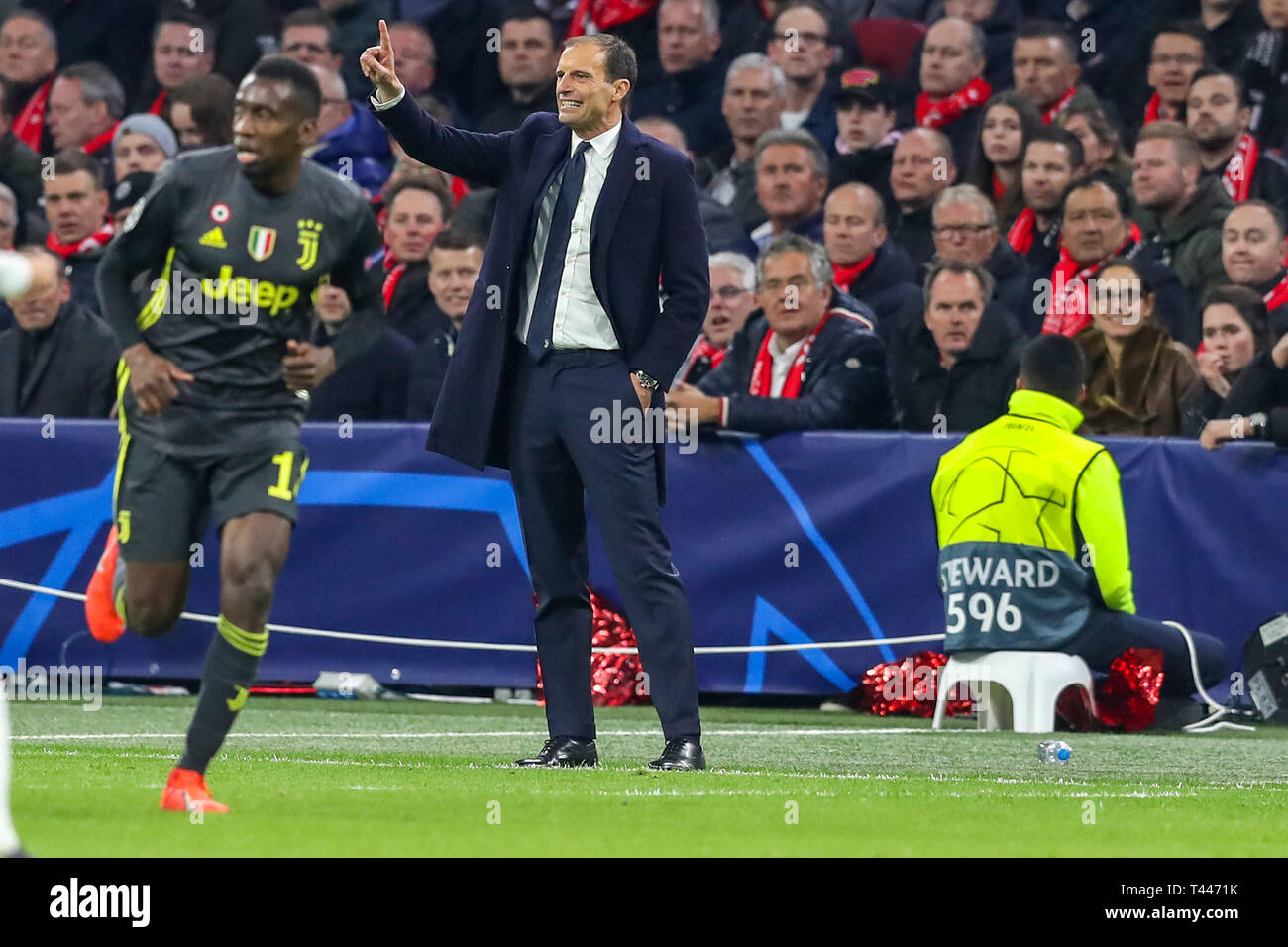 10th of april 2019 Amsterdam, The Netherlands Soccer Champions League Ajax v Juventus   coach Massimiliano Allegri of Juventus Stock Photo