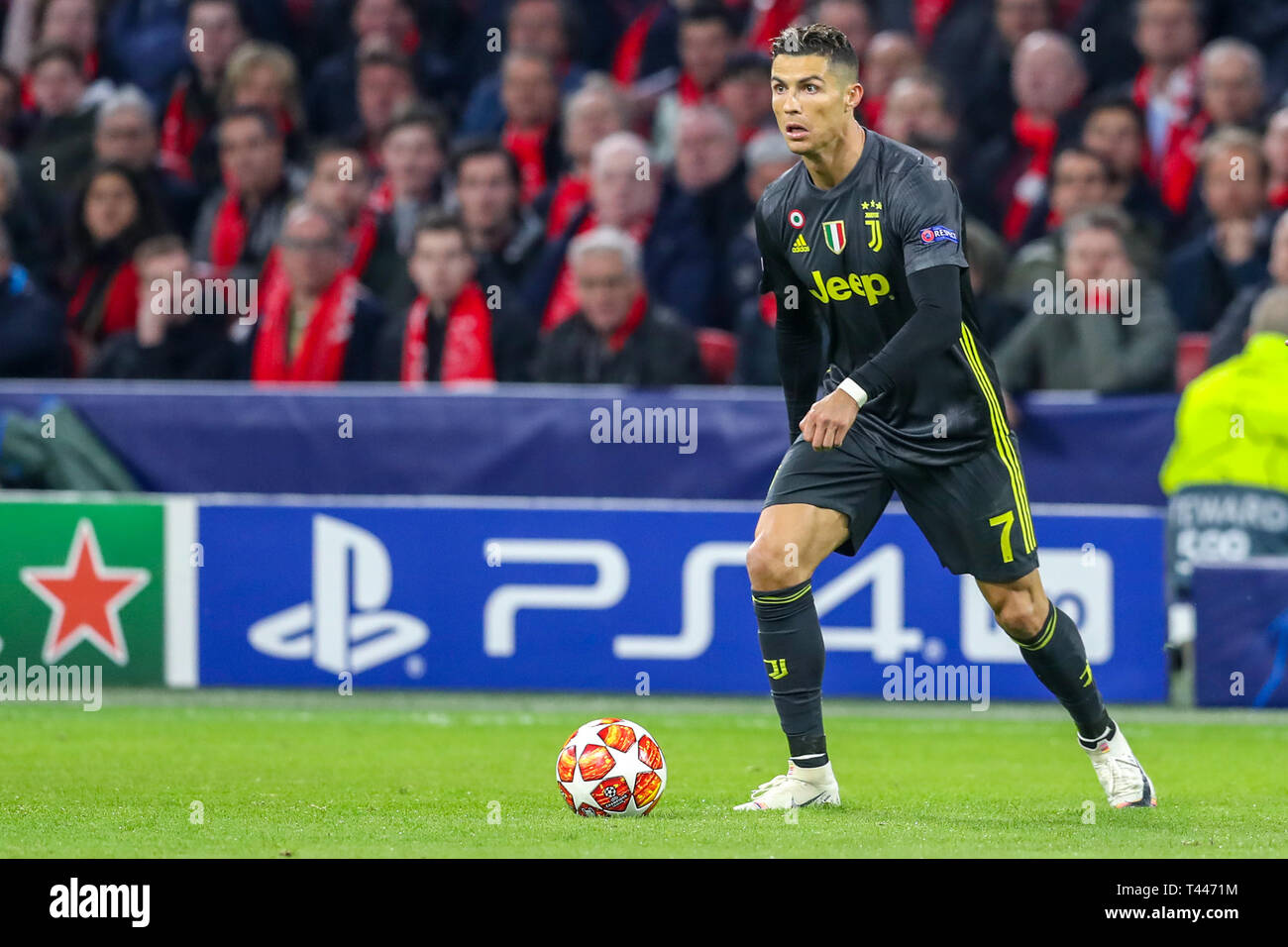 10th of april 2019 Amsterdam, The Netherlands Soccer Champions League Ajax v Juventus   Christiano Ronaldo of Juventus Stock Photo