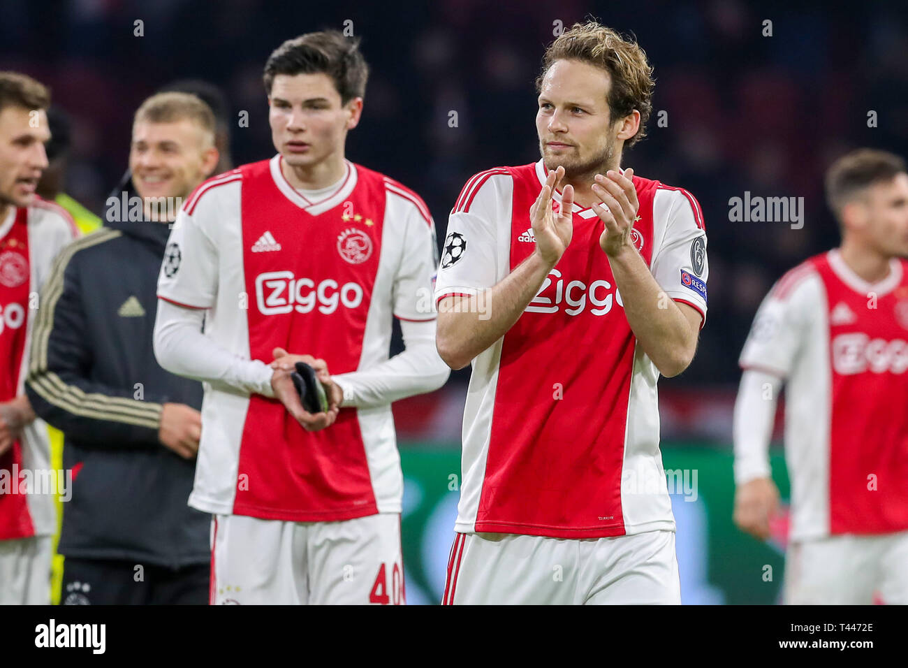 10th of april 2019 Amsterdam, The Netherlands Soccer Champions League Ajax v Juventus   Jurgen Ekkelenkamp of Ajax, Daley Blind of Ajax Stock Photo