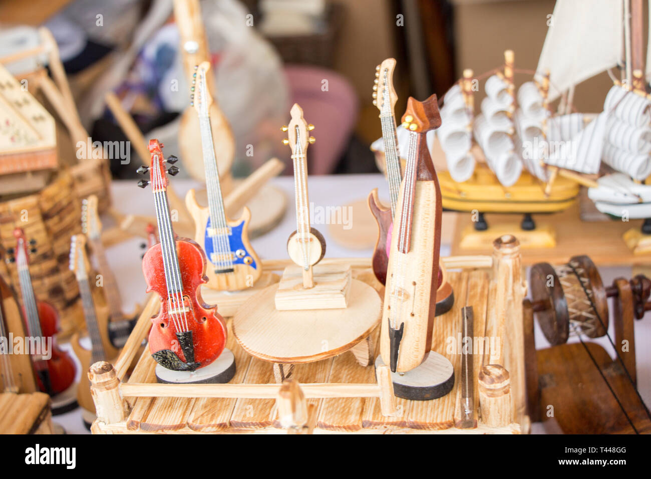 Set of models of musical instruments made of wood Stock Photo Alamy