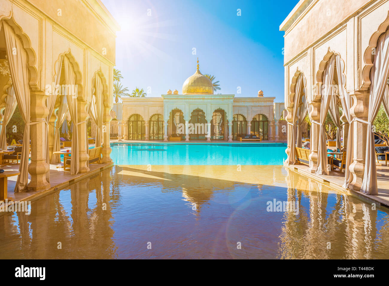 Namaskar palace, Marrakech, Morocco - November  15, 2017:  Namaskar palace, luxury hotel and spa of Marrakech, Morocco Stock Photo
