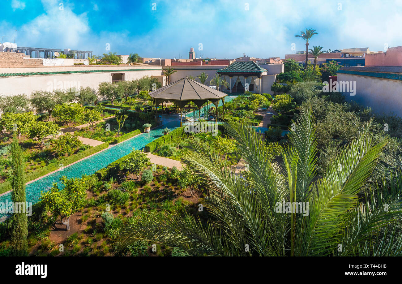 View of Le Jardin Secret, old Medina, Marrakech, Morocco. Stock Photo