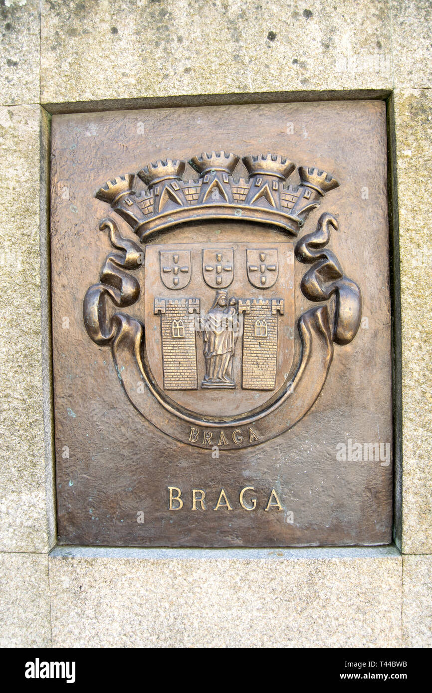 City of Braga Municipal logos in Portugal Stock Photo