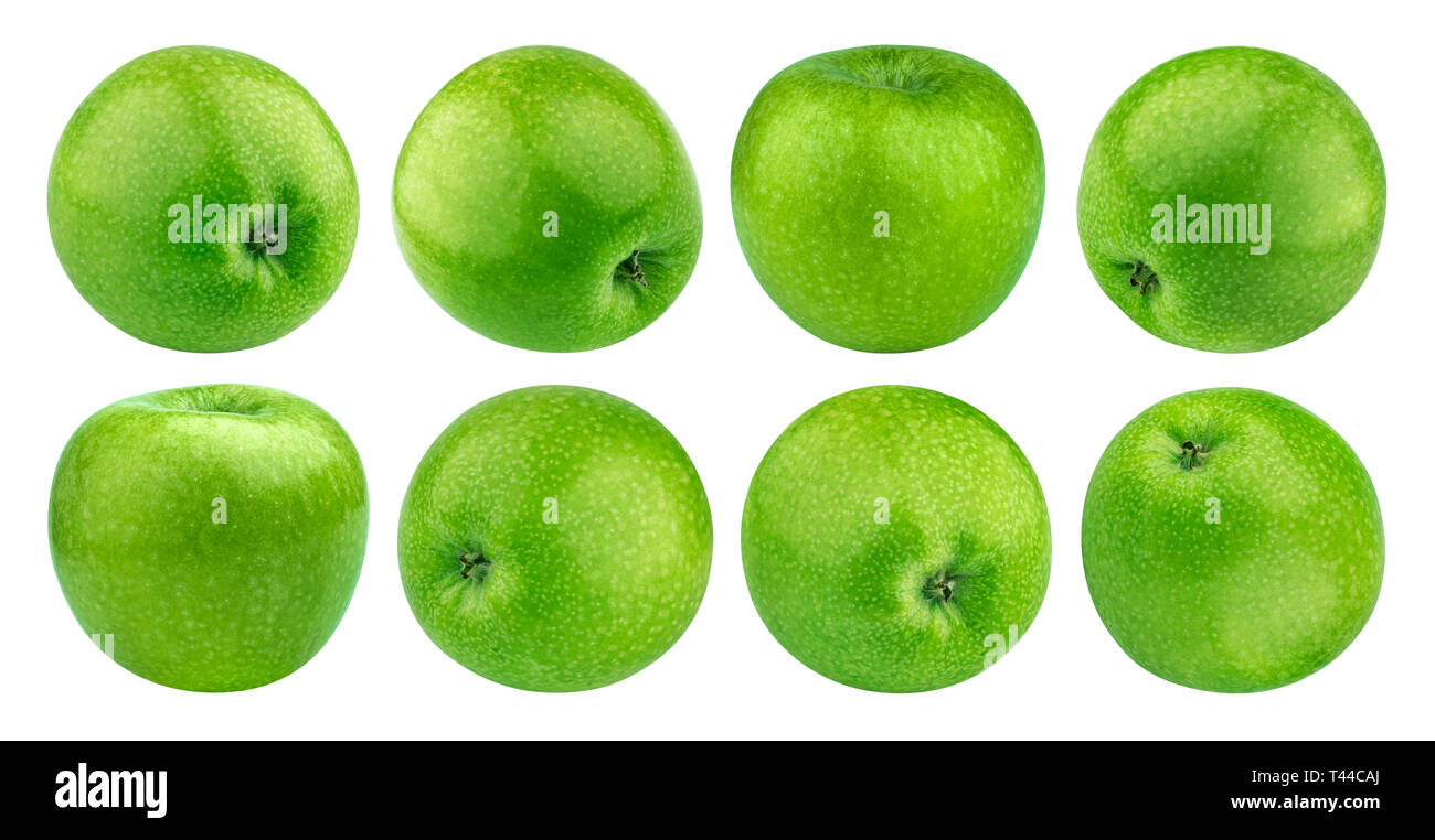 Green apple isolated on white background with clipping path, granny smith, collection Stock Photo