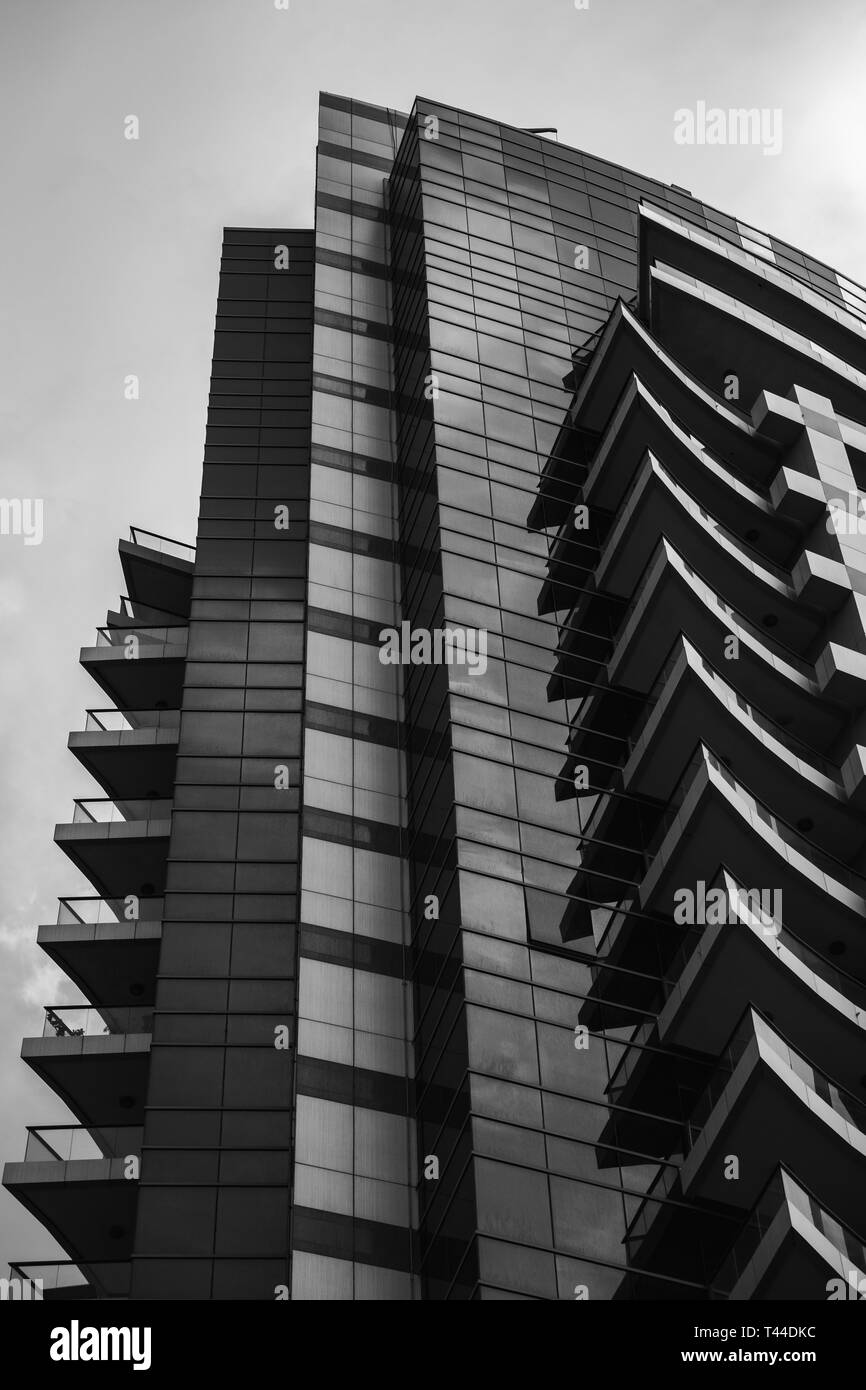 Abstract View of a Modern Building in Black and white Stock Photo