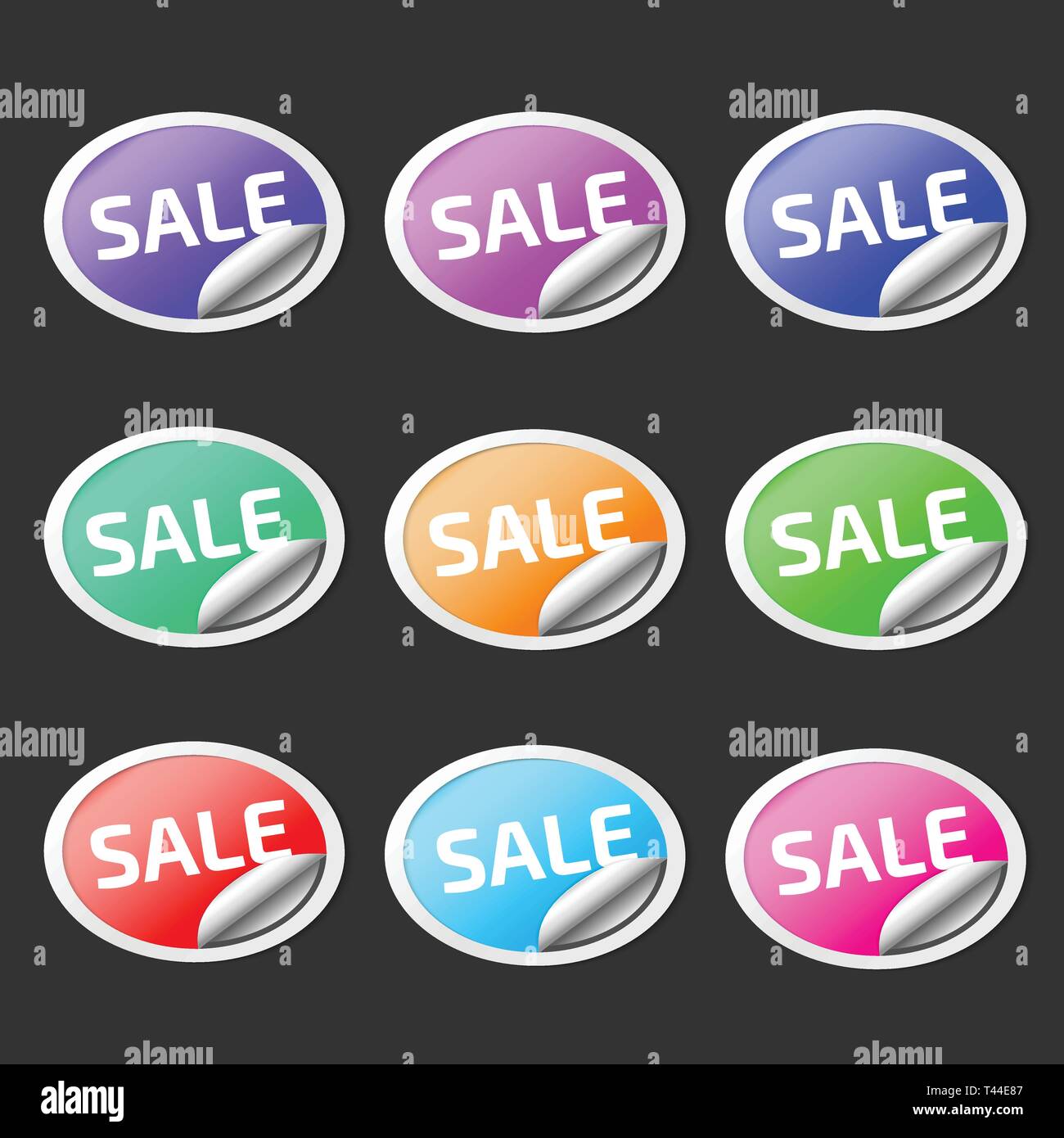 Paper Sticker With Peel Off Corner Vector Purple Banner Or Circle