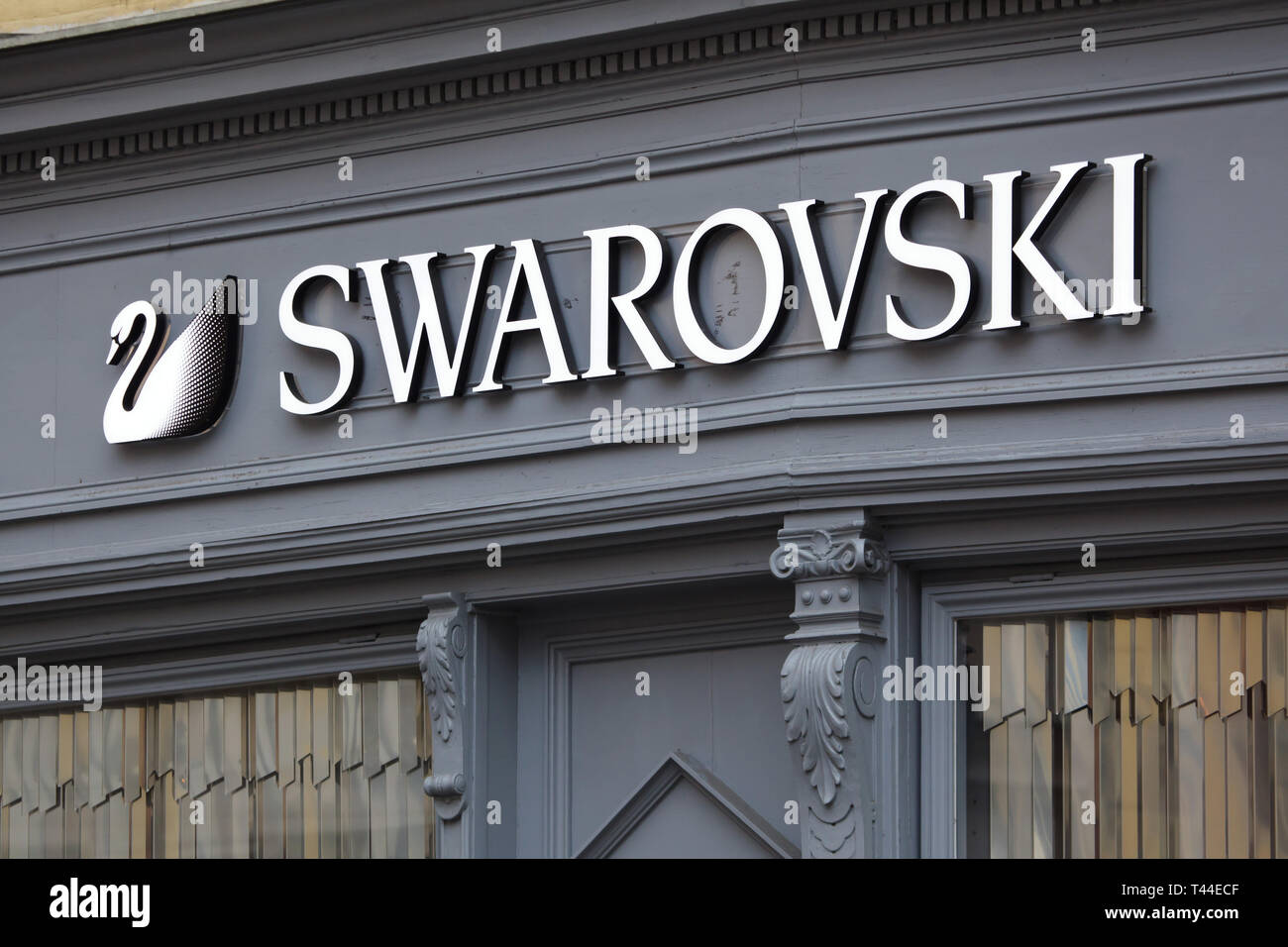 Swarovski store sign in Malé Square in Staré Město (Old Town) in Prague,  Czech Republic Stock Photo - Alamy
