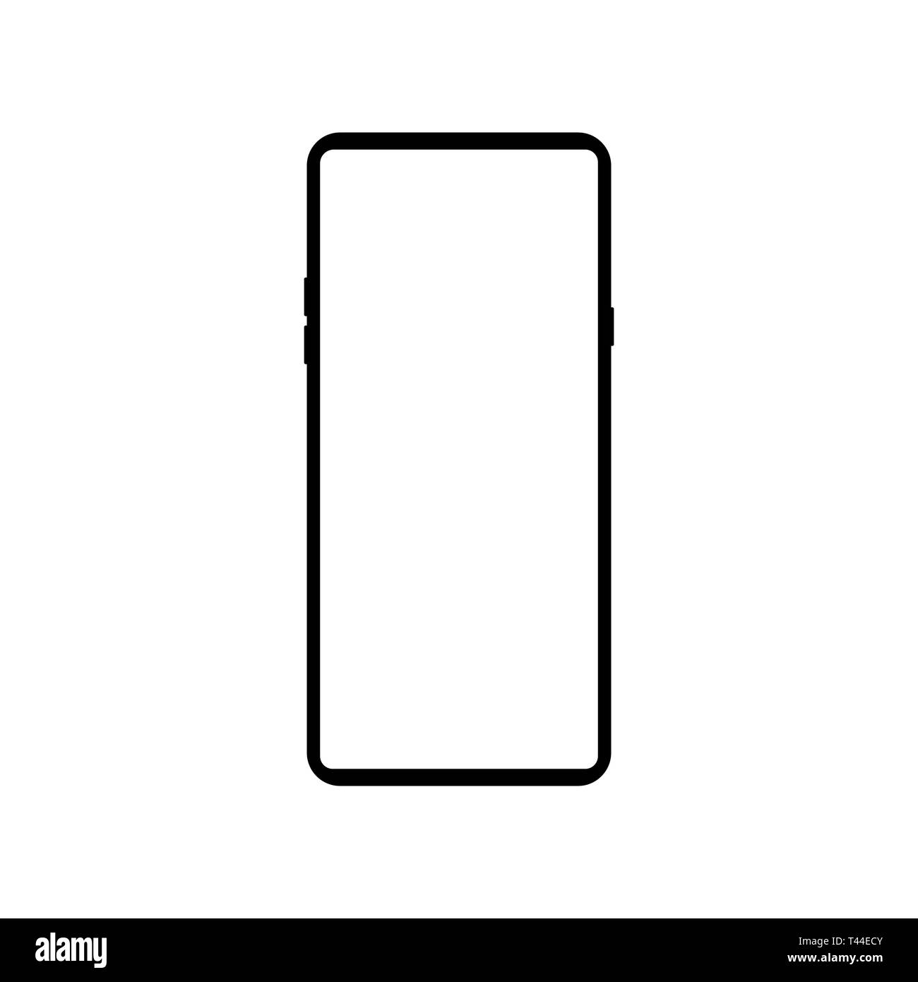 Frameless smartphone mock up with blank screen isolated on white ...