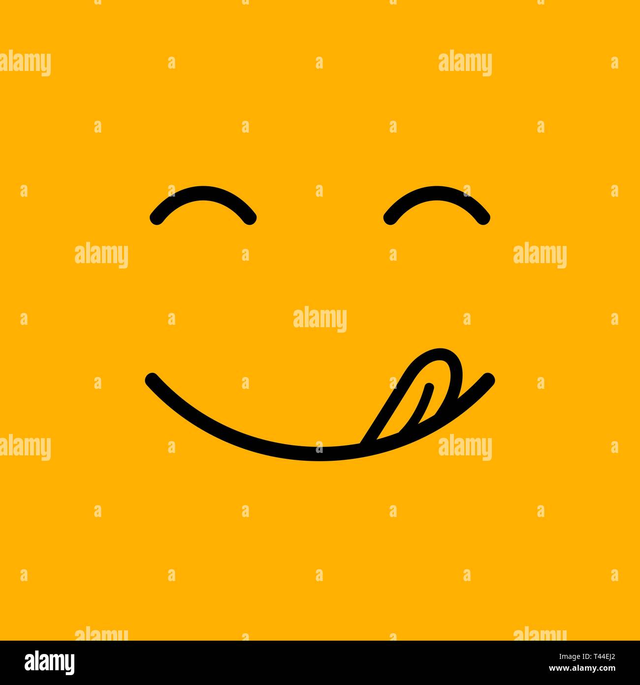 Yummy smile. Delicious, tasty eating emoji face eat with mouth and