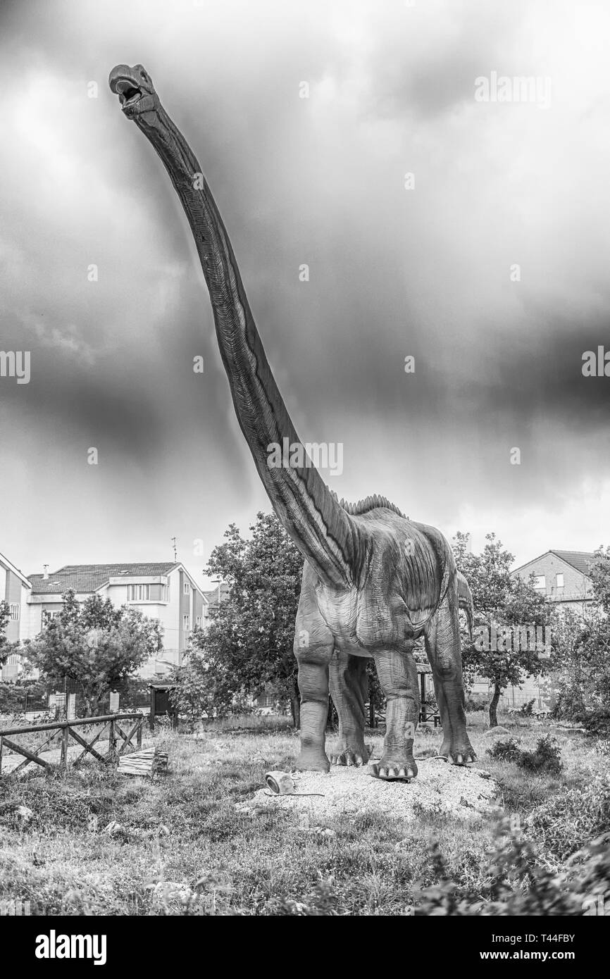 SAN MARCO IN LAMIS, ITALY - JUNE 9: Diplodocus dinosaur, featured in the Dino Park in San Marco in Lamis, small town in southern Italy, June 9, 2018 Stock Photo