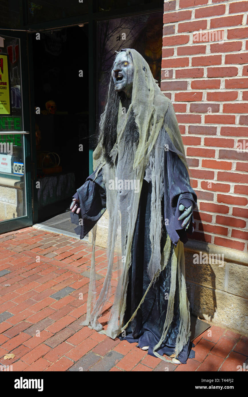 Ghost figure in historic town Salem, Massachusetts, USA. Salem is