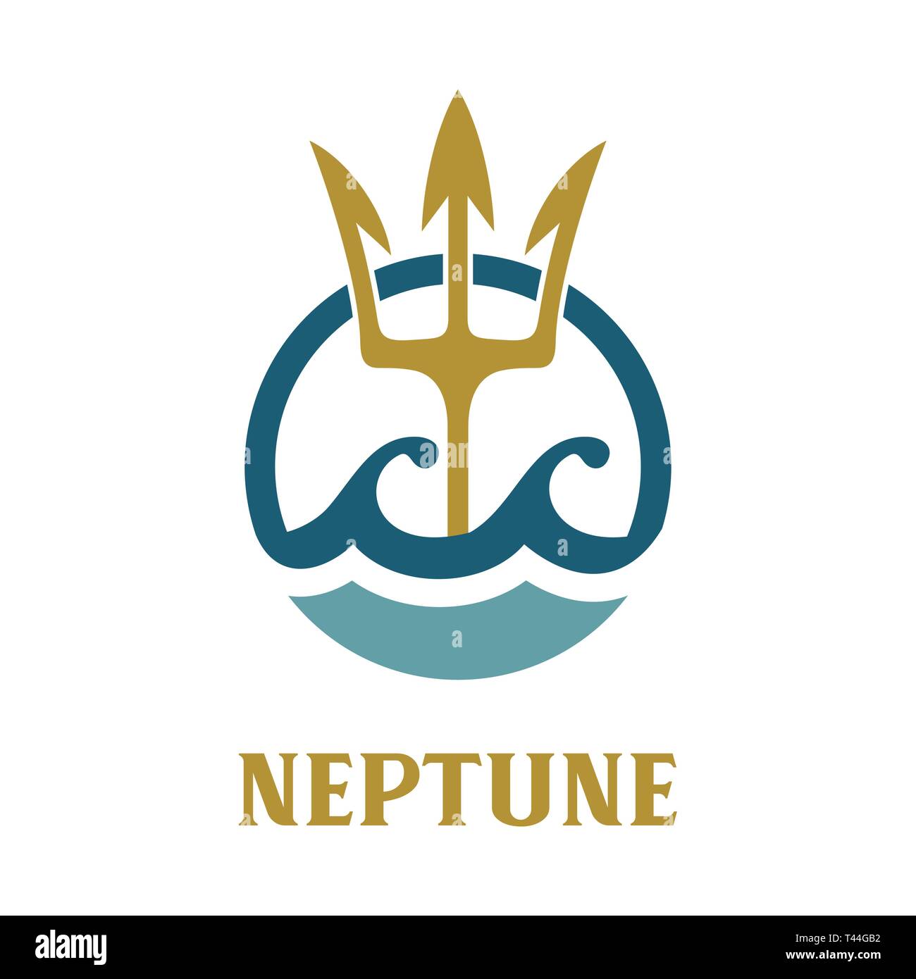 Vector image of Neptune's Trident. Neptune template logo design. Stock Vector