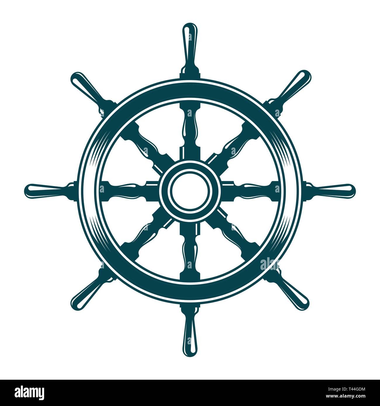 ship steering wheel vintage vector illustration Stock Vector Image