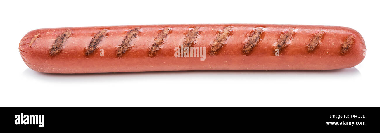 Grilled frankfurter sausage isolated on white background. Stock Photo