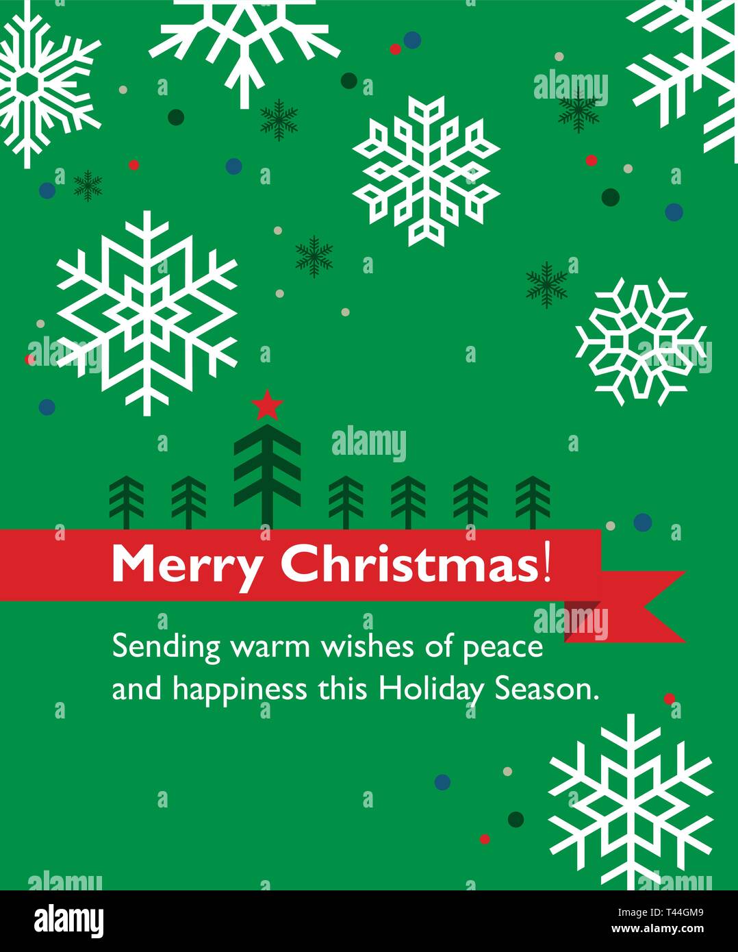 Simple vector Christmas greeting card with tree and snowflakes Stock ...