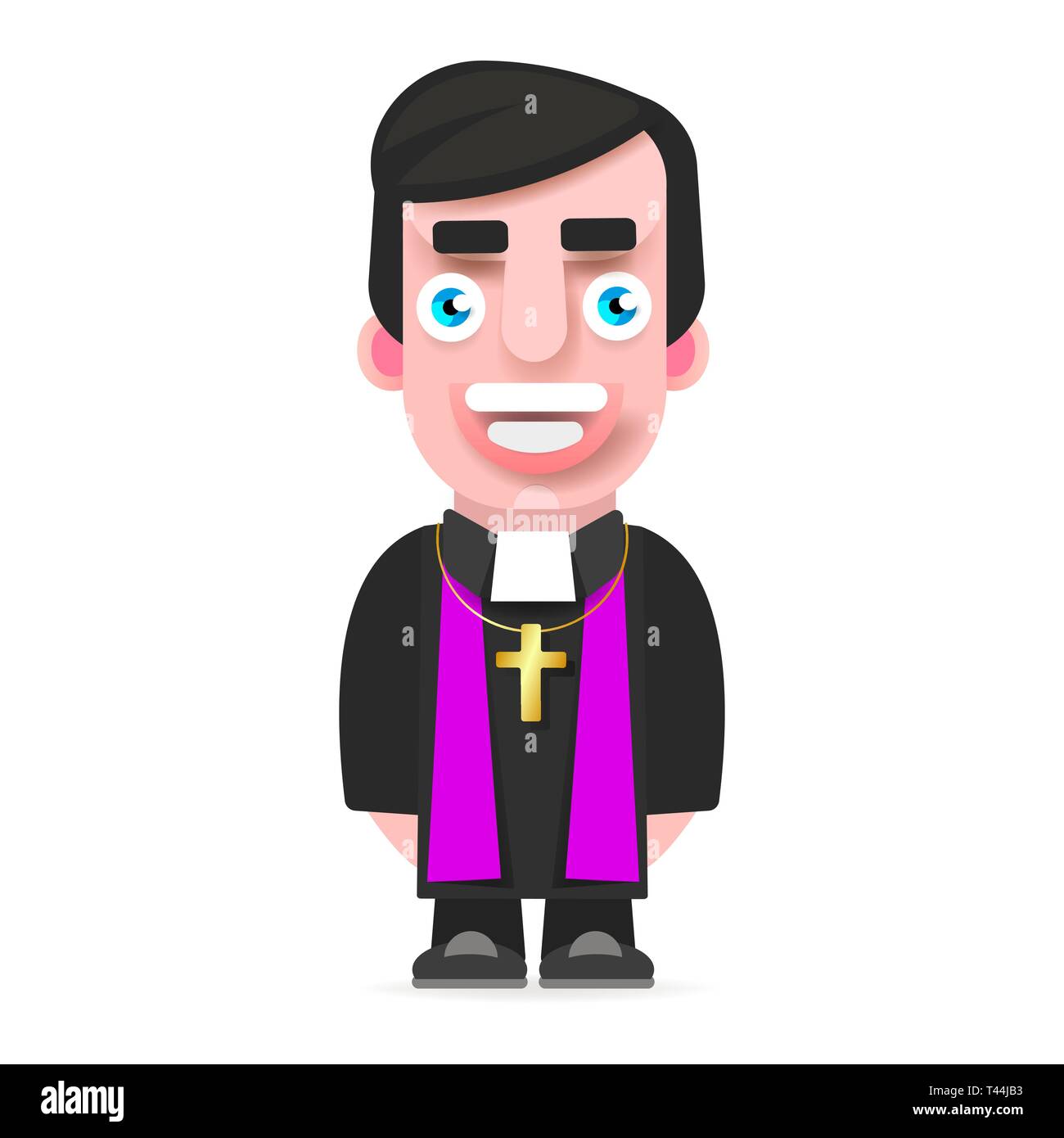 Illustration Of A Priest Icon Flat Design. Cartoon Illustration Of Priest Vector Icon For Web Stock Vector