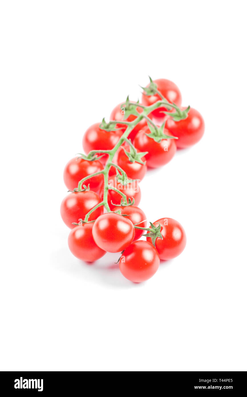 Fresh organic cherry tomatoes bunch isolated on white background Stock ...