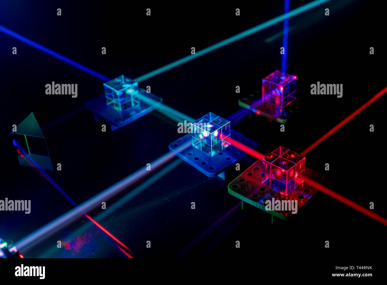 Laser beams in the laboratory of optical physics Stock Photo Alamy