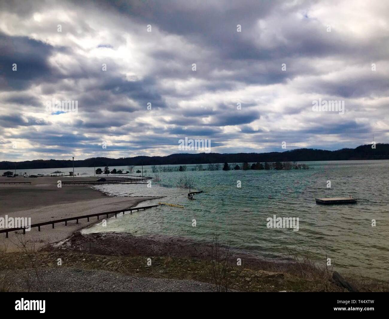 Water covers Lake Cumberland’s Landing Feb. 24, 2019 near