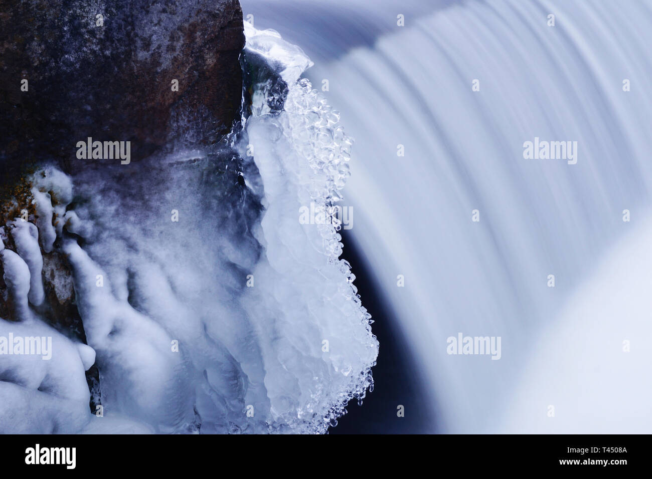 frozen ice and waterfall in winter. close-up Stock Photo - Alamy