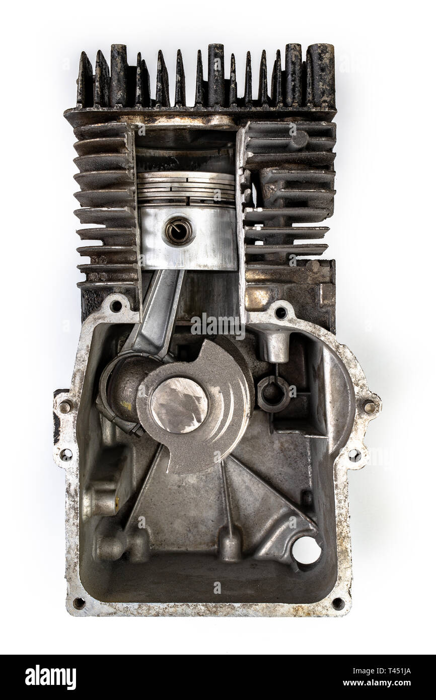 A Four Stroke Gasoline Engine In Section The Interior Of A Single