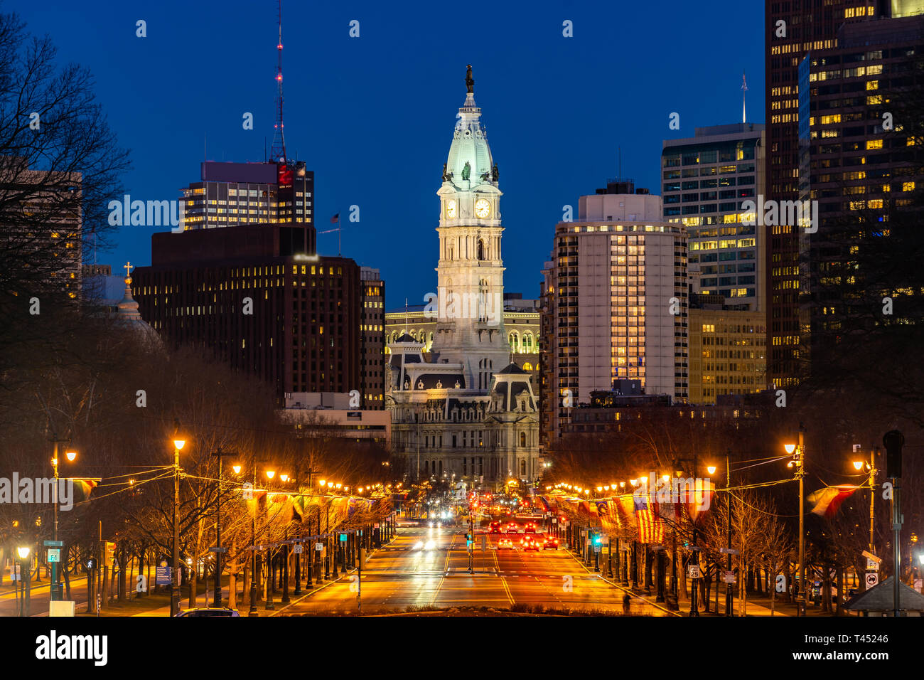 Philadelphia city hall clock tower hires stock photography and images