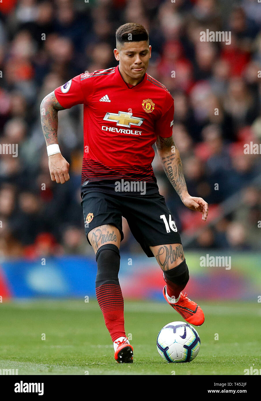 Manchester United's Marcos Rojo during the Premier League match at Old Trafford, Manchester. Stock Photo
