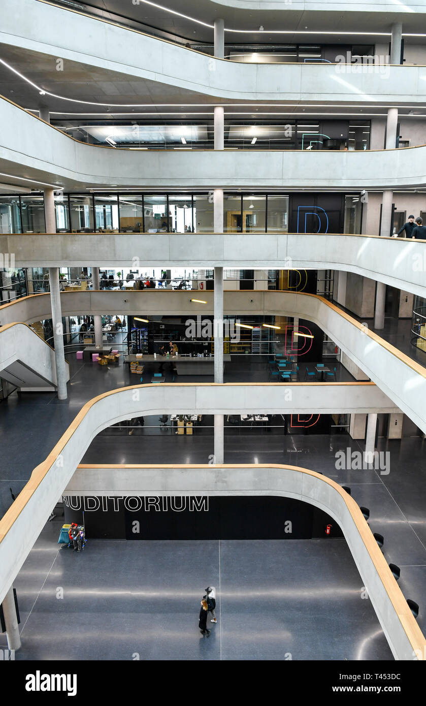 Berlin, Germany. 10th Apr, 2019. The newly opened headquarters of the  Zalando Campus in Valeska-Gert-
