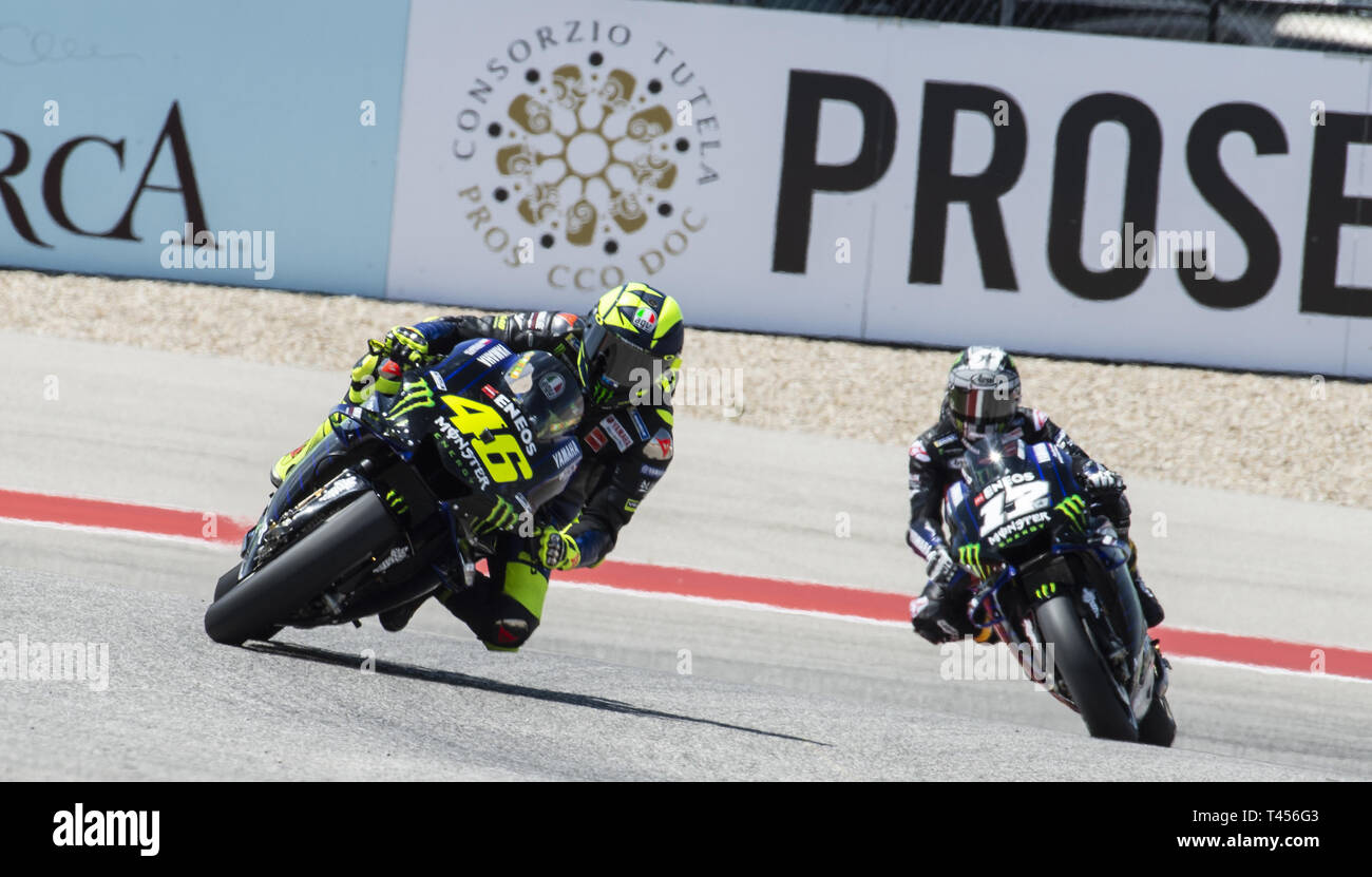 Austin, Texas, U.S.A. 13th Apr, 2019. 46 ''VALENTINO ROSSI'' Monster Energy  Yamaha MotoGP staying ahead of #