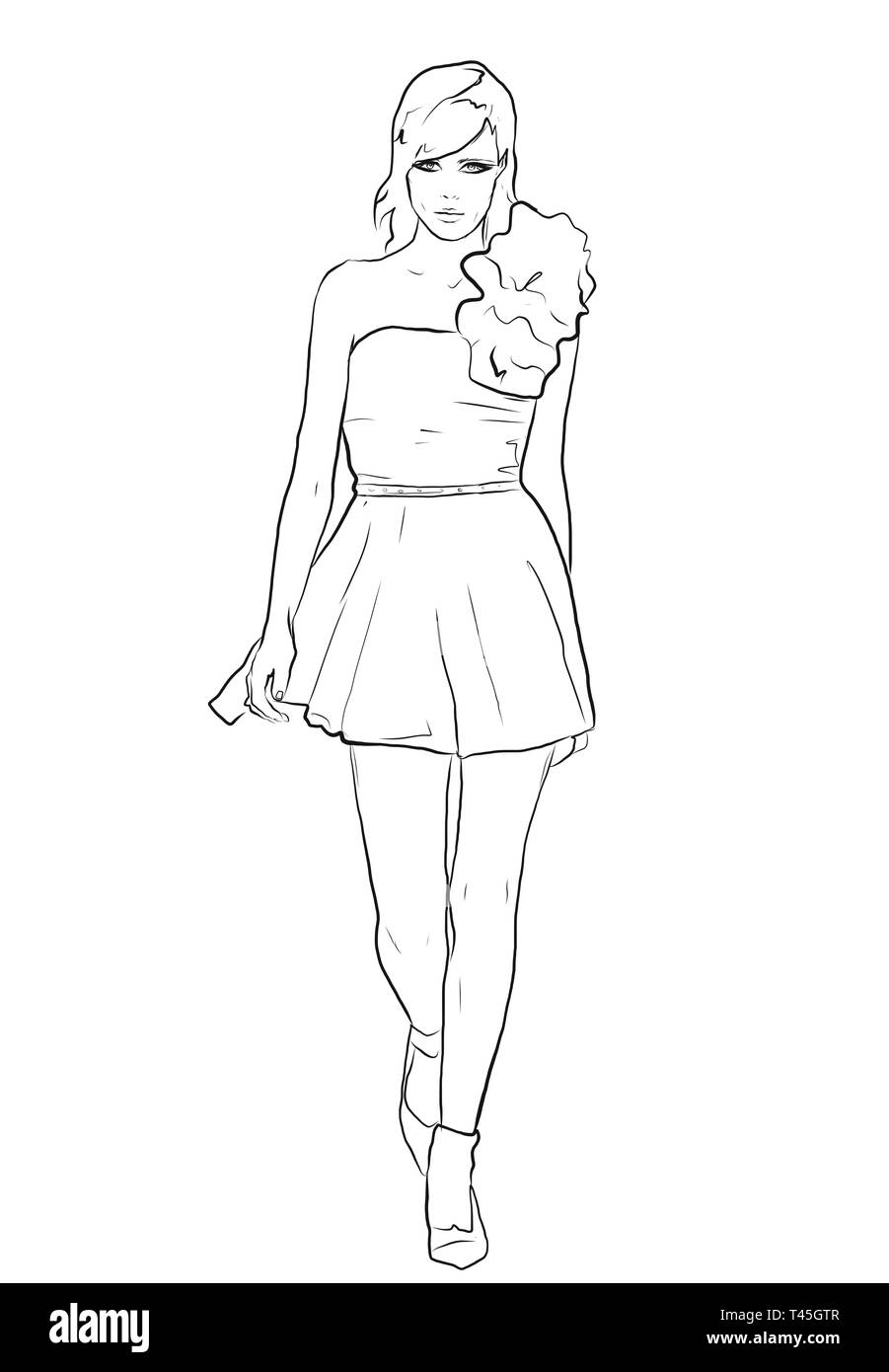 female model sketch drawing