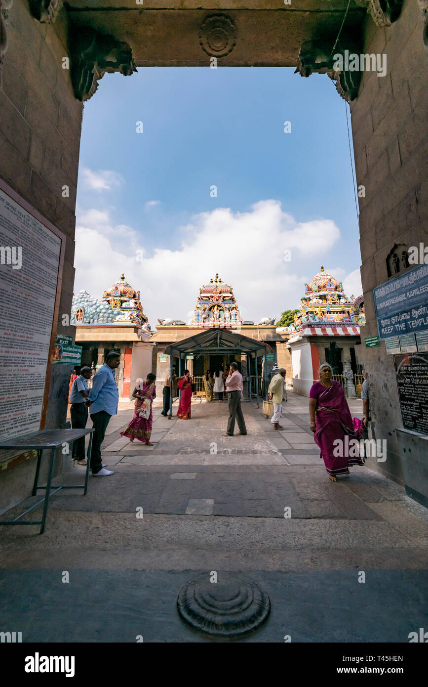 Vertical view of Kapaleeshwarar Temple in Chennai, India. Stock Photo