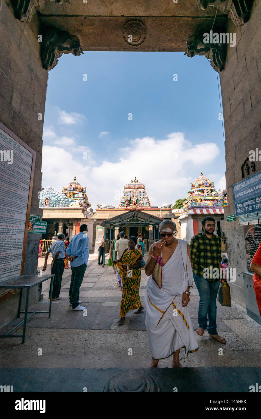 Vertical view of Kapaleeshwarar Temple in Chennai, India. Stock Photo