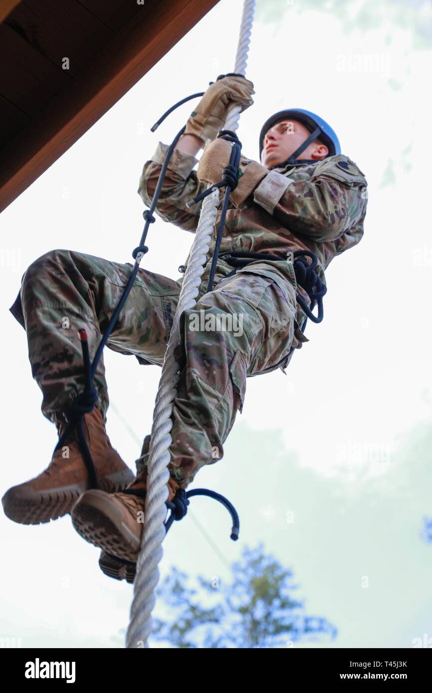 Army Rangers Rappelling U.S. Army Sgt. Jordy Brewer, with Alpha Company, 1st Battalion, 149th ...