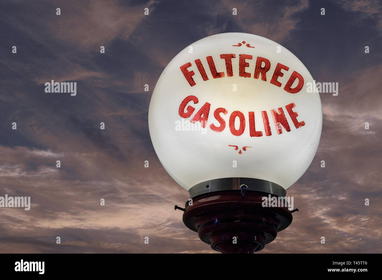 Restored vintage gas pump station Stock Photo