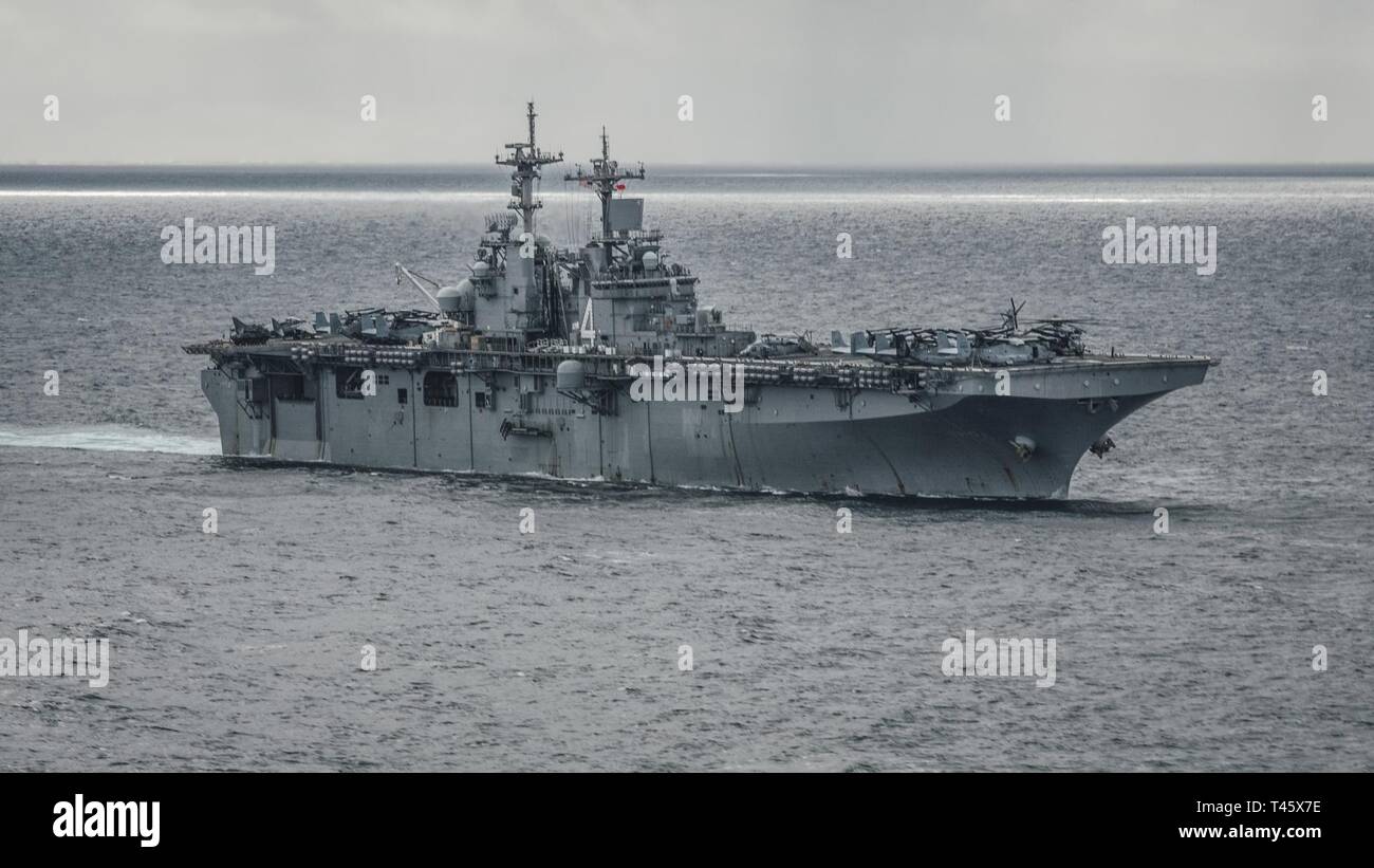 PACIFIC OCEAN (Feb. 20, 2019) The amphibious assault ship USS Boxer ...