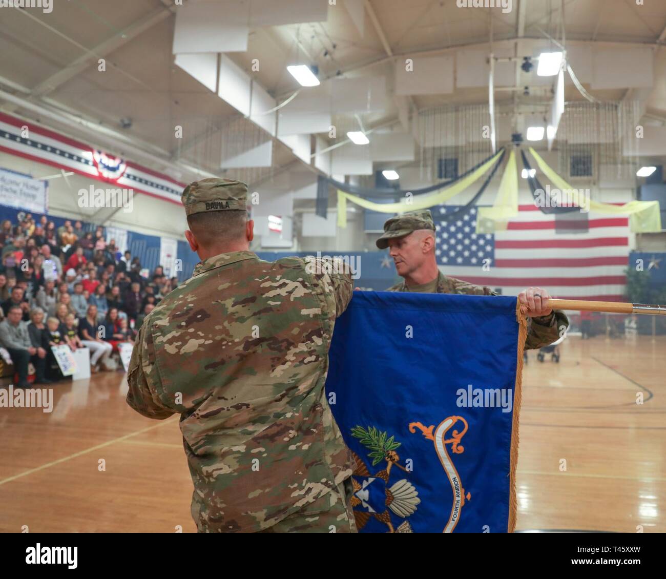 Lt. Col. Timothy Jaeger and Command Sgt. Maj. Ruben Davila IV, uncase