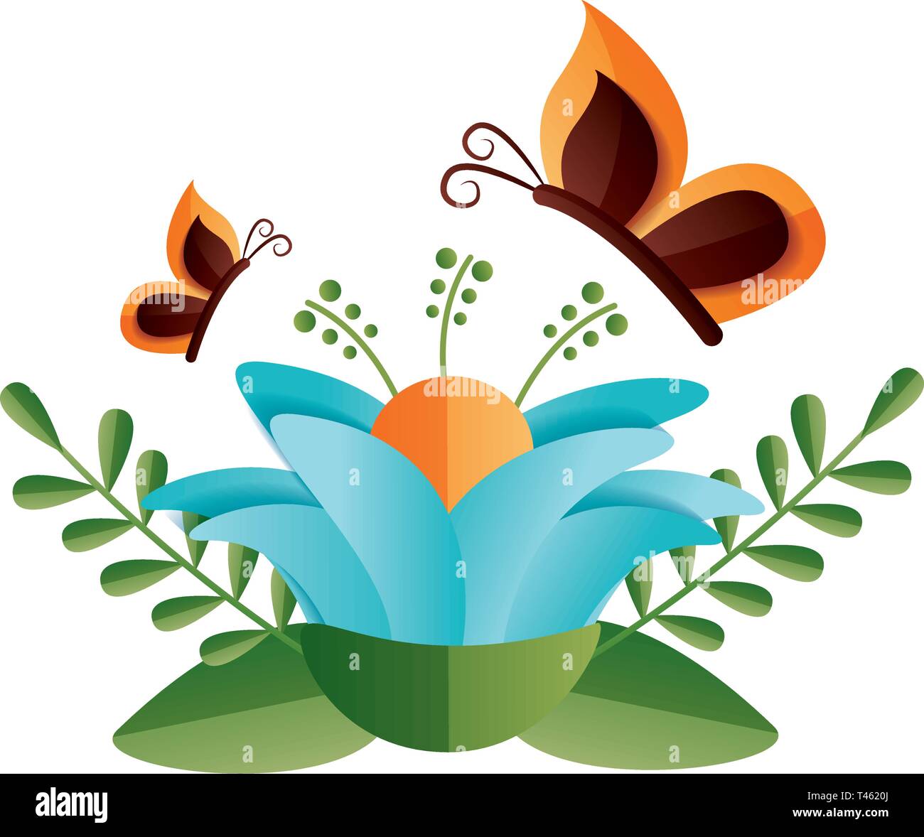 flower butterfly leaves Stock Vector Image & Art - Alamy