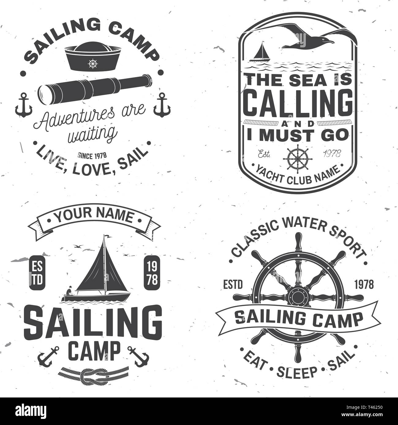 Set Of Summer Sailing Camp Badge Vector Concept For Shirt Print Stamp Or Tee Vintage Typography Set Of Summer Sailing Camp Badge Vector Concept For Shirt Print Stamp Or Tee Vintage Typography