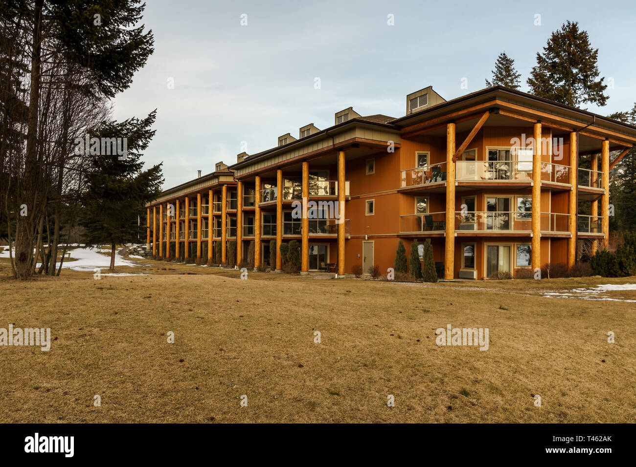 Squilax Canada March 16 2019 Modern Wooden Hotel With Trees