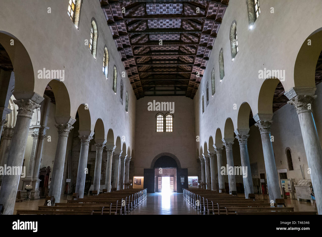 RAVENNA, ITALY 2018 AUGUST 03: Inside the  Basilica of San Francesco in Ravenna, Italy Stock Photo